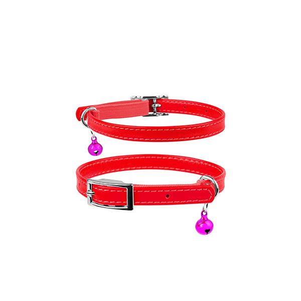 COLLIER CHATON CUIR 9mm 17-20Cm ROUGE