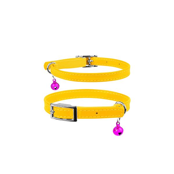 COLLIER CHATON CUIR 9mm 17-20Cm JAUNE