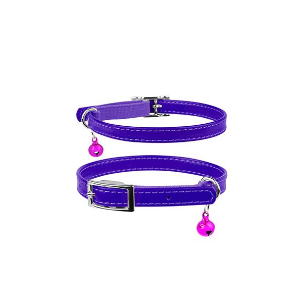 COLLIER CHATON CUIR 9mm 17-20Cm PURPLE