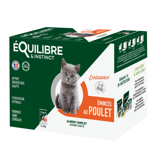 E&I EFFILÉS CROISSANCE CHATON POULAT / LAIT SPIRULINE  12X85G