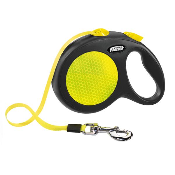 LAISSE FLEXI NEW NEON TAPE M 5m JAUNE