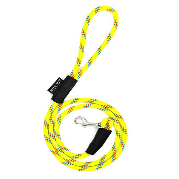 LAISSE CORDE 8 mm JAUNE FLUO