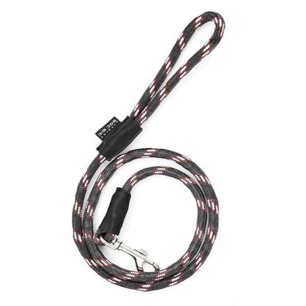 LAISSE CORDE 12 mm NOIR GRIS ROUGE