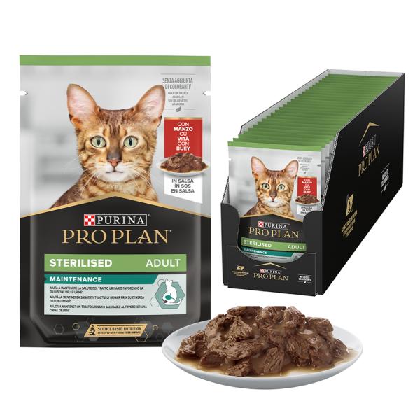 PP STERILISED CAT POUCH BEEF 85G 