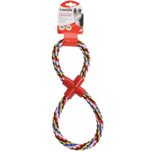 DOG TOY CAMON TRESSE COTTON EN FORME DE HUIT *200GR*46CM