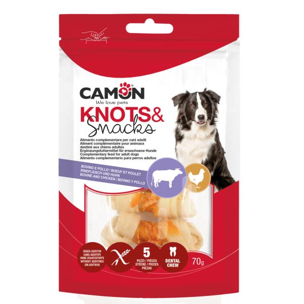 OS EN CUIR BRUT NOUÉS AVEC POULET -5 CM -70 G -5 PCS