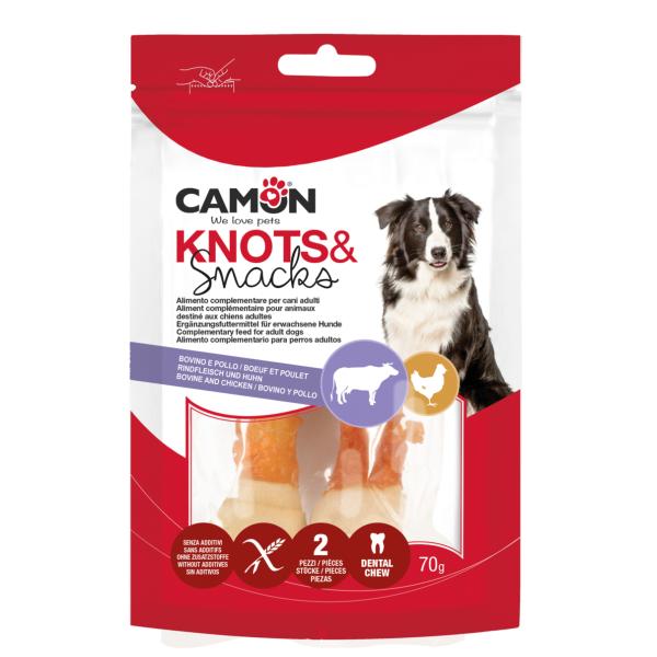 OS EN CUIR BRUT NOUÉS AVEC POULET -11CM -70G -2 PCS