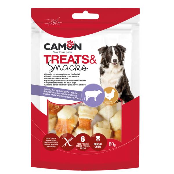 OS EN CUIR BRUT NOUÉ AVEC POULET -6 CM -80 G -5 PCS