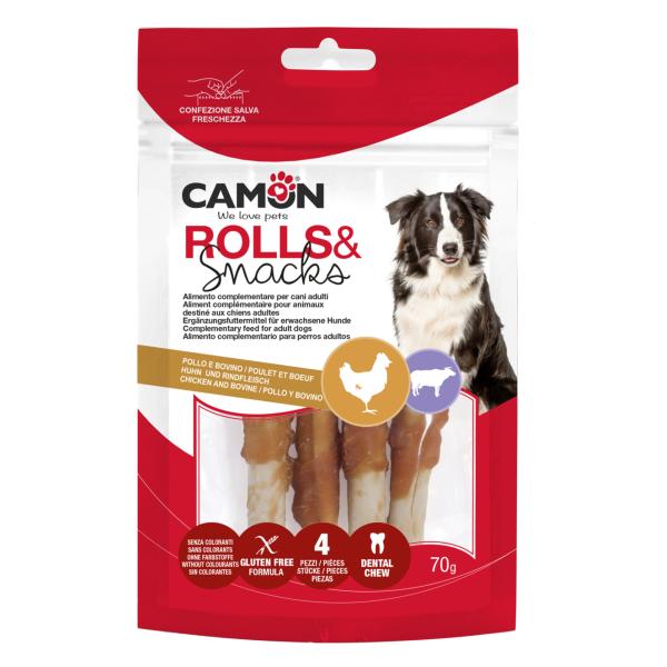 ROULEAUX DE POULET ET DE CUIR BRUT -10 CM -70 G -4 PCS
