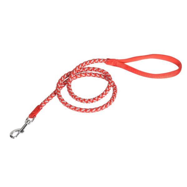 LAISSE CORDE TRESSEE CAMON « REFLEX » 10X1200MM ROUGE/GRIS