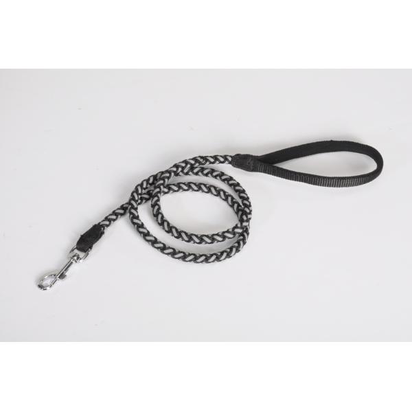 LAISSE CORDE TRESSEE CAMON « REFLEX » 10X1200MM NOIR/GRIS