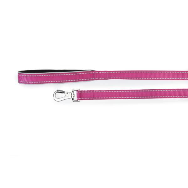 LAISSE REFLECTIVE CAMON AVEC POIGNEE NEO FUCHSIA 15X1200MM