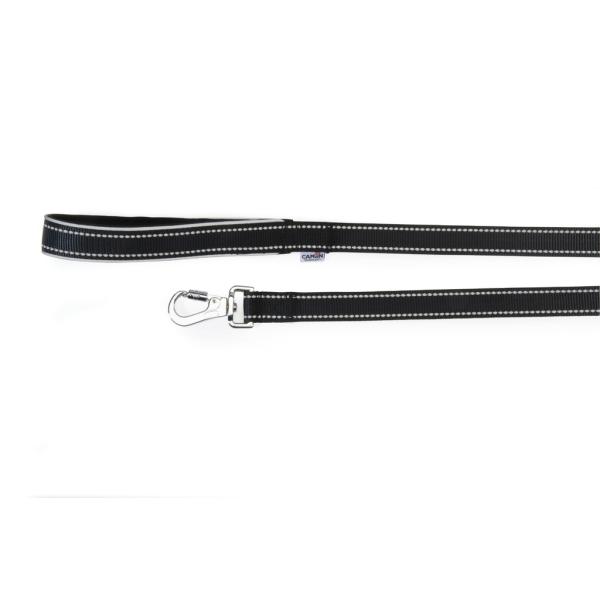 LAISSE REFLECTIVE CAMON AVEC POIGNEE NEO NOIRE 20X1200MM