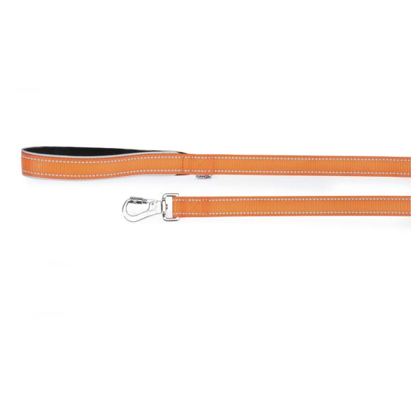 LAISSE REFLECTIVE CAMON AVEC POIGNEE NEO ORANGE 20X1200MM