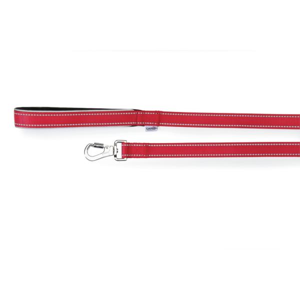 LAISSE REFLECTIVE CAMON AVEC POIGNEE NEO ROUGE 25X1200MM