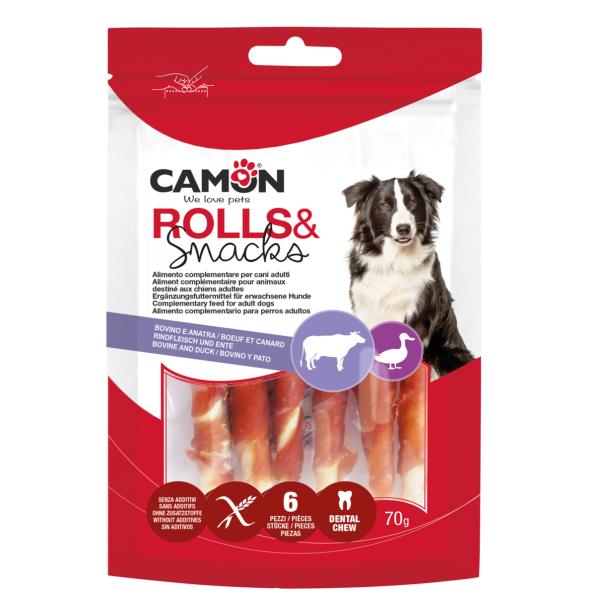 ROULEAUX EN CUIR BRUT AVEC CANARD -12 CM -70 G -6 PCS