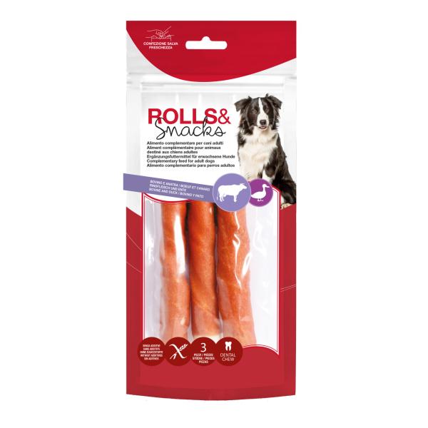 ROULEAUX EN CUIR BRUT AVEC CANARD -17CM -140G -3 PCS