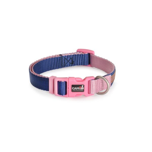 COLLIER NYLON CAMON PREM BIC BLEU/ROSE 10X200~300MM