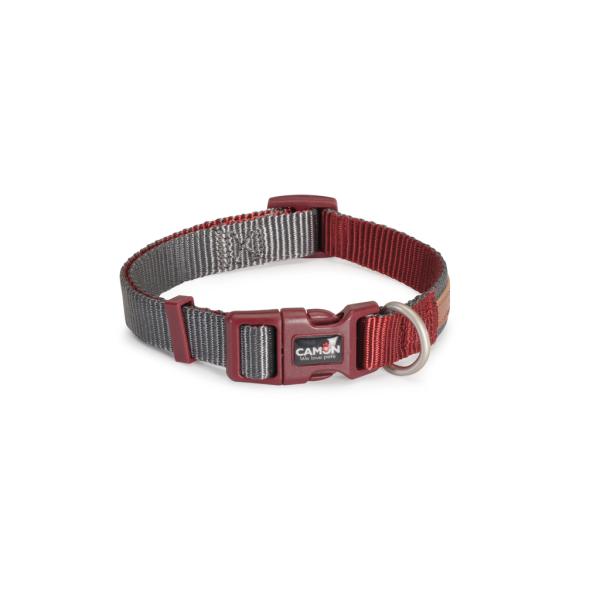COLLIER NYLON CAMON PREM BIC GRIS/ROUGE 15X300~400MM