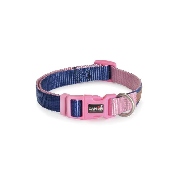 COLLIER NYLON CAMON PREM BIC BLEU/ROSE 20X360~480MM