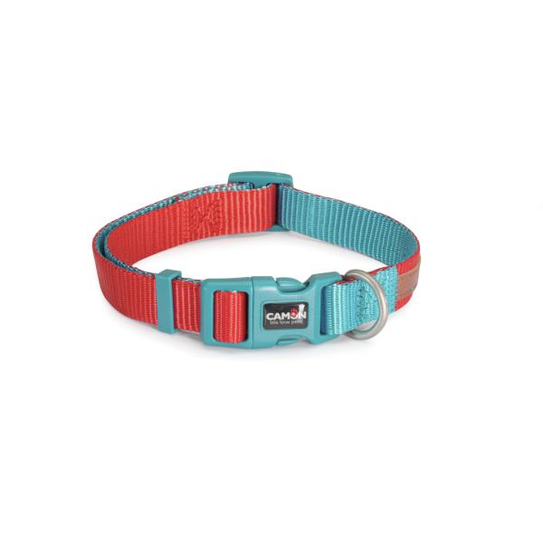 COLLIER NYLON CAMON PREM BIC ROUGE/BLEU 20X360~480MM