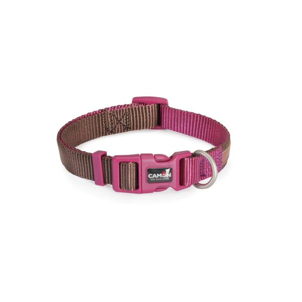 COLLIER NYLON CAMON PREM BIC MARRON/FUCHSIA 20X360~480MM
