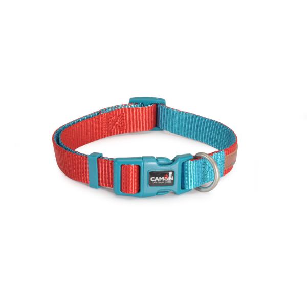 COLLIER NYLON CAMON PREM BIC ROUGE/BLEU 25X480~660MM