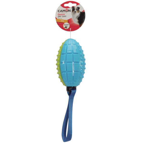 JOUETS POUR CHIEN CAMON BALLE DE RUGBY TPR BICOLORE 26CM