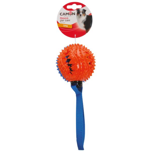 JOUETS POUR CHIEN CAMON BALLON TPR BICOLORE AVEC POIGNEE 23CM
