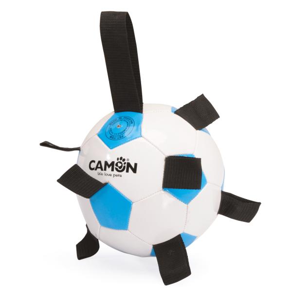 DOG TOY CAMON BALLON DE FOOTBALL EN PVC 21CM BLEU ET BLANC
