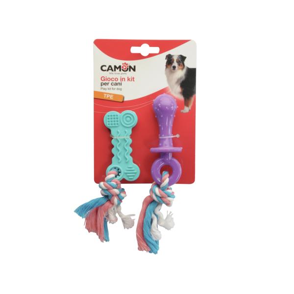 JOUET POUR CHIEN CAMON SUCETTE ET OS EN TPE 10 CM