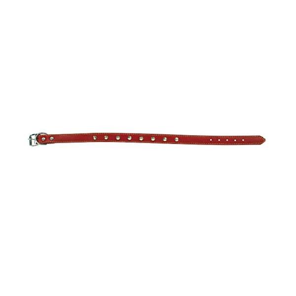 COLLIER CUIR DOUBLE ENJOY 56X25 ROUGE