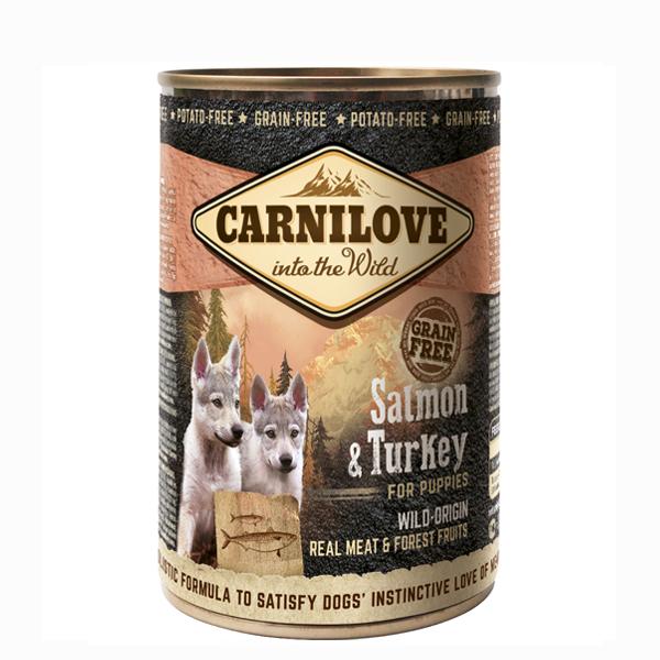 BOITE CARNILOVE SAUMON & DINDE CHIOT 400G